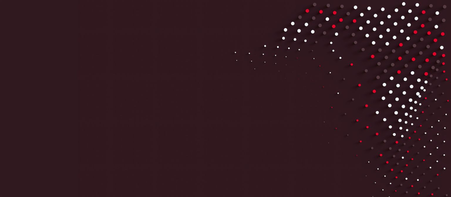 Dynamic graphic with red and white dots symbolizing movement and innovation in receivables management at EOS